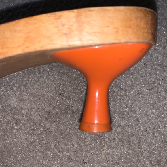 Orange wooden sole kitten heels - Picture 7 of 9